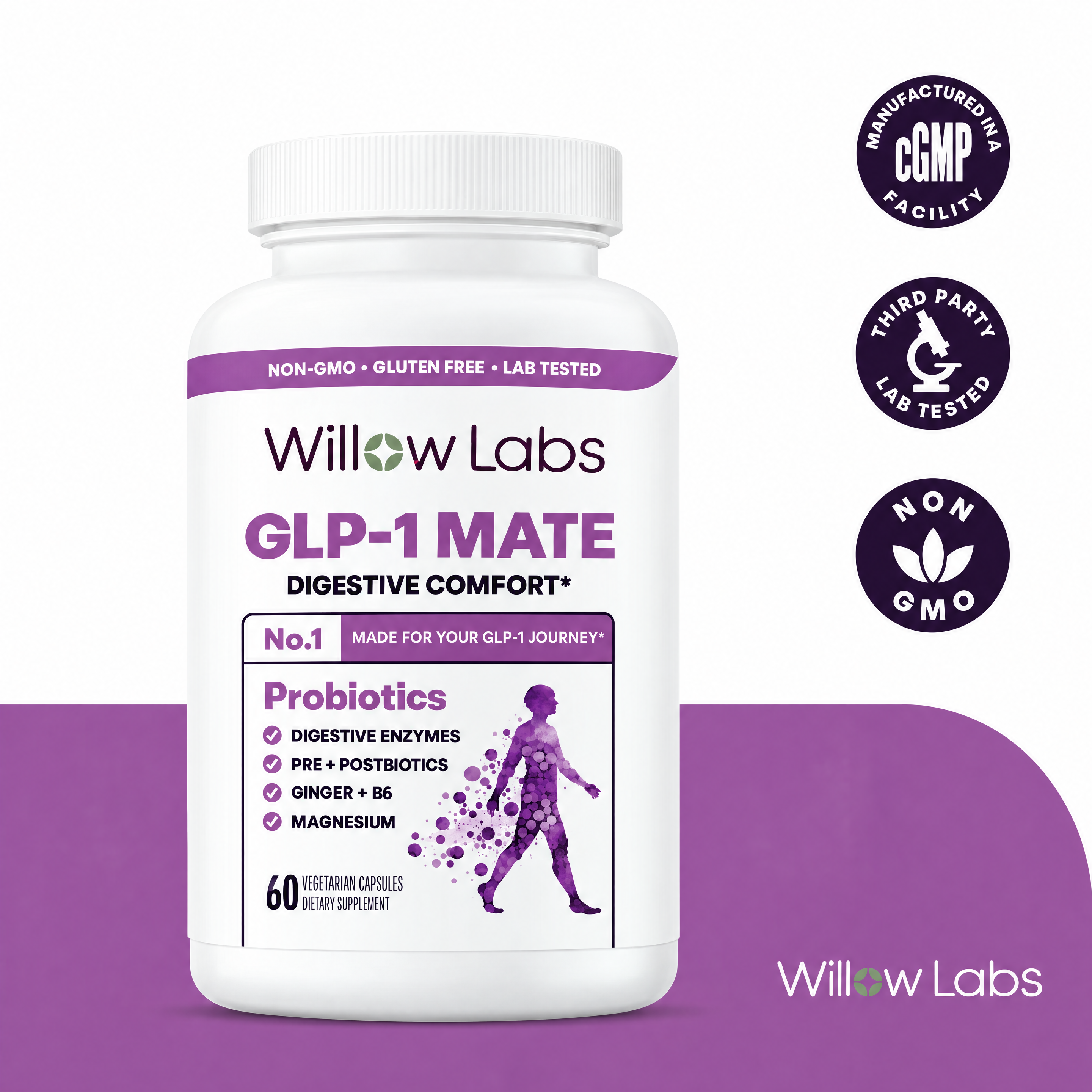 Willow Labs GLP-1 MATE bottle with purple label